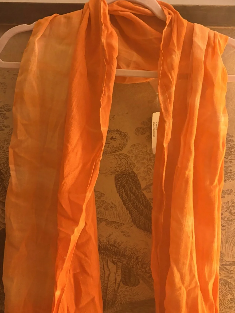 * New Chico's Seville Textured Look Orange Cotton Scarf *